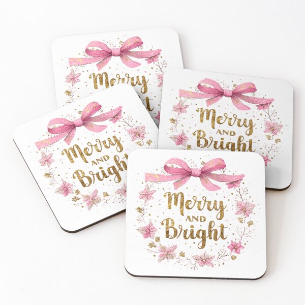 Item preview, Pink and gold bow Merry and Bright designed and sold by MendaciousMina.