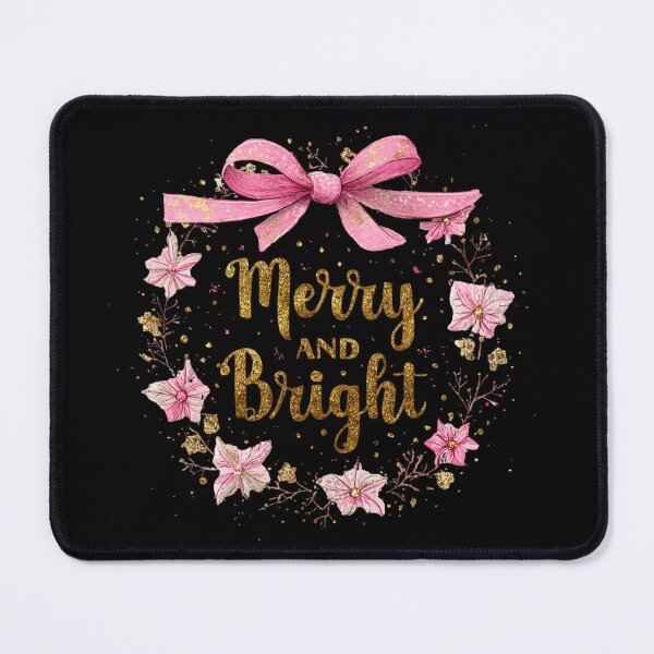 Item preview, Pink and gold bow Merry and Bright designed and sold by MendaciousMina.