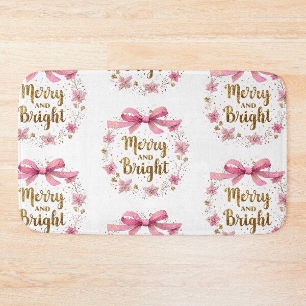Item preview, Pink and gold bow Merry and Bright designed and sold by MendaciousMina.