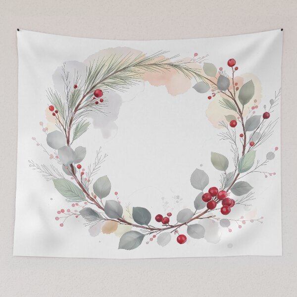 Item preview, Elegant Christmas Watercolor Wreath designed and sold by FratddArtworks.