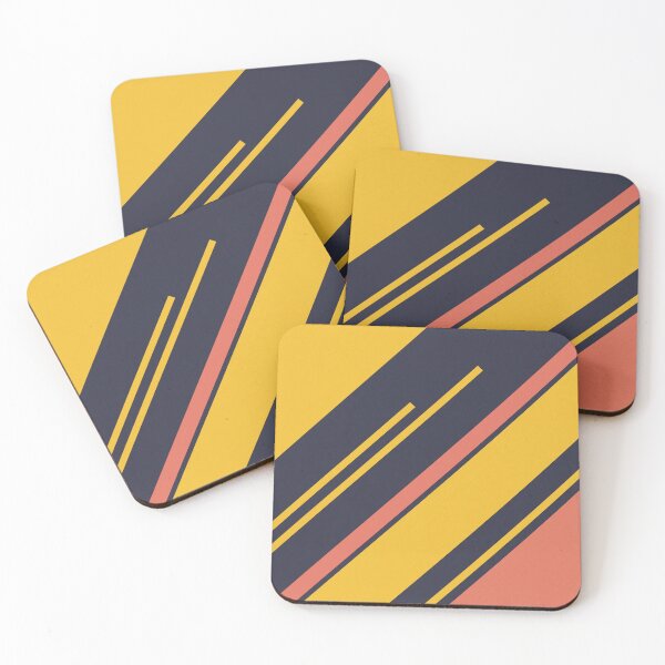 Item preview, Retro Stripes in Blue Coral Yellow designed and sold by Petra Lang.