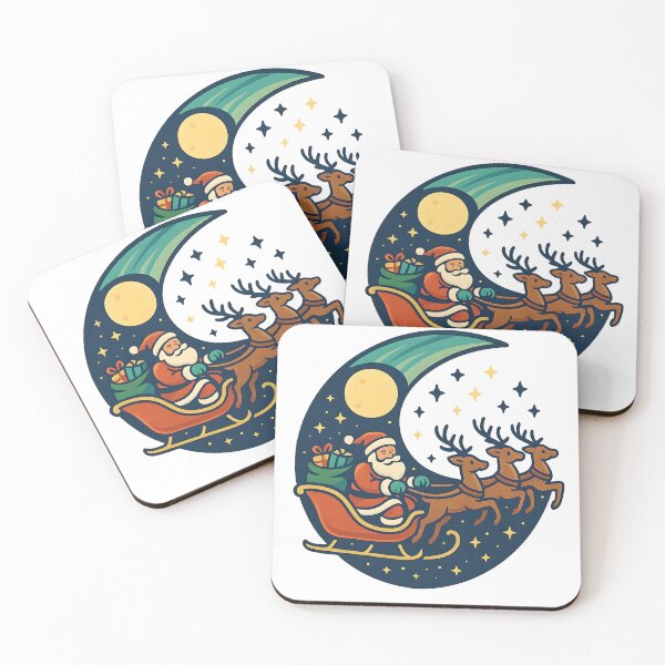 Item preview,  Crescent-Moon Logo — Santa & Reindeer in the Night Sky designed and sold by Les-Ink-Studio.