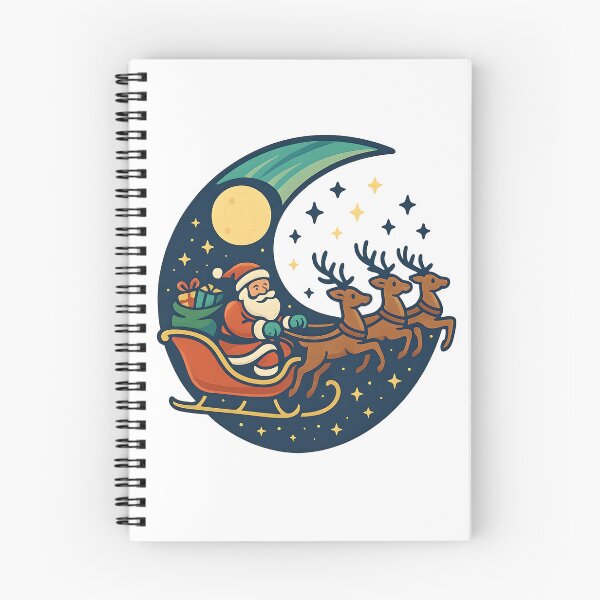 Item preview,  Crescent-Moon Logo — Santa & Reindeer in the Night Sky designed and sold by Les-Ink-Studio.