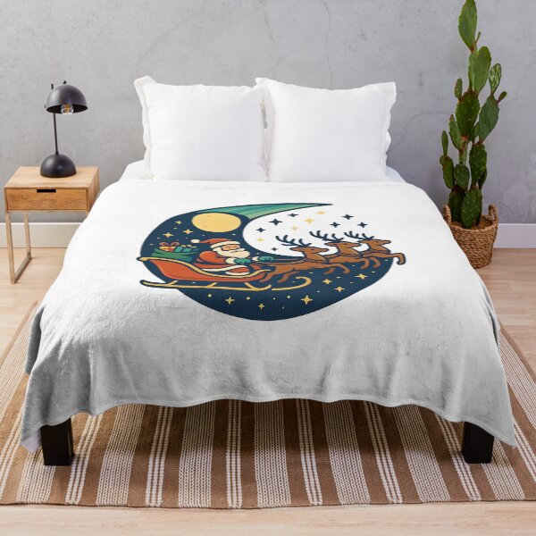 Item preview,  Crescent-Moon Logo — Santa & Reindeer in the Night Sky designed and sold by Les-Ink-Studio.