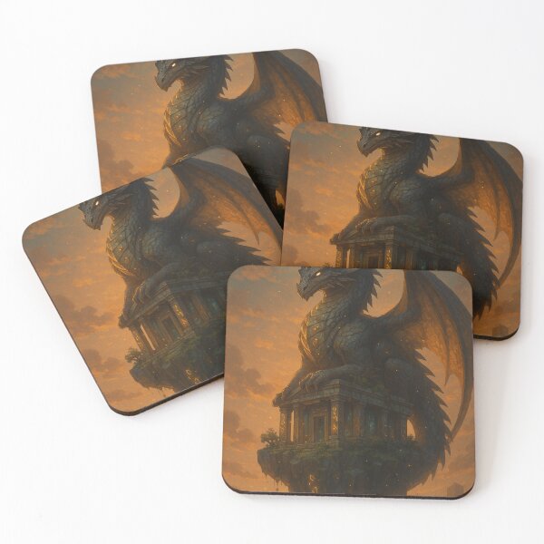 Item preview, Ancient Rune Guardian Dragon on Floating TemGalaxy Dragon Celestial Fantasy Space Artple – Mythic Fantasy Art designed and sold by leen12 Art Designs Prints.