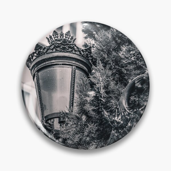 Item preview, Wrought Iron Street Lamp with Cypress Branches in Black and White designed and sold by Rabee Khalil Photography.