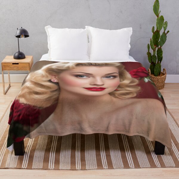 Item preview, Vintage 1940s Valentine Pin-Up – Blonde Bombshell with Red Roses | Retro Romantic Poster Art designed and sold by MissSaylor.