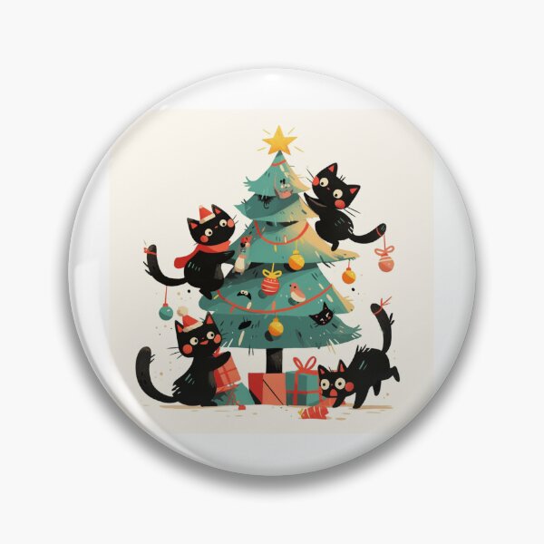 Item preview, Black cats "decorating" a Christmas tree designed and sold by MendaciousMina.
