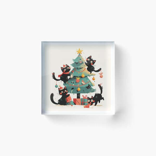 Item preview, Black cats "decorating" a Christmas tree designed and sold by MendaciousMina.