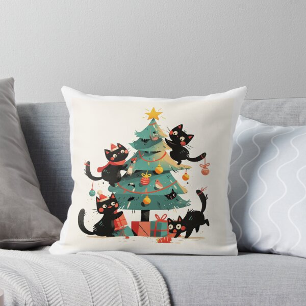 Item preview, Black cats "decorating" a Christmas tree designed and sold by MendaciousMina.