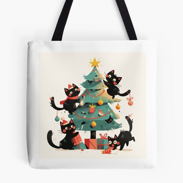 Item preview, Black cats "decorating" a Christmas tree designed and sold by MendaciousMina.