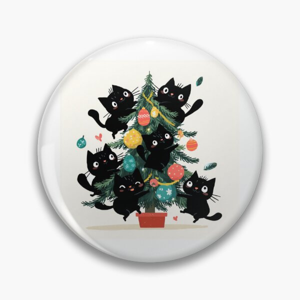 Item preview, Black cats "decorating" a Christmas tree designed and sold by MendaciousMina.