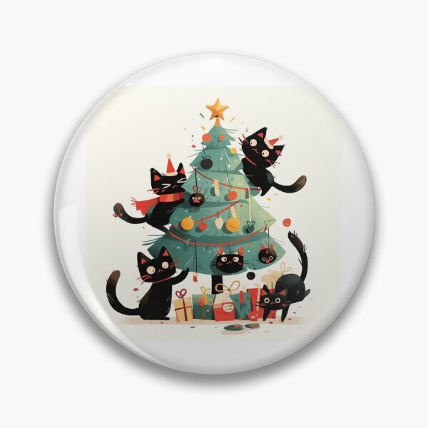 Item preview, Black cats "decorating" a Christmas tree designed and sold by MendaciousMina.