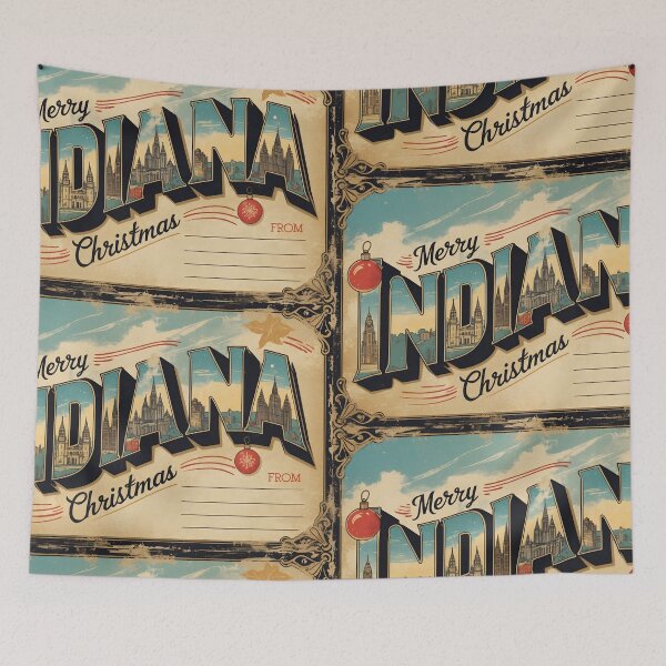 Item preview, Merry Christmas From Indiana USA Postcard Greetings Retro Travel Vintage designed and sold by TravelPostcardGems.