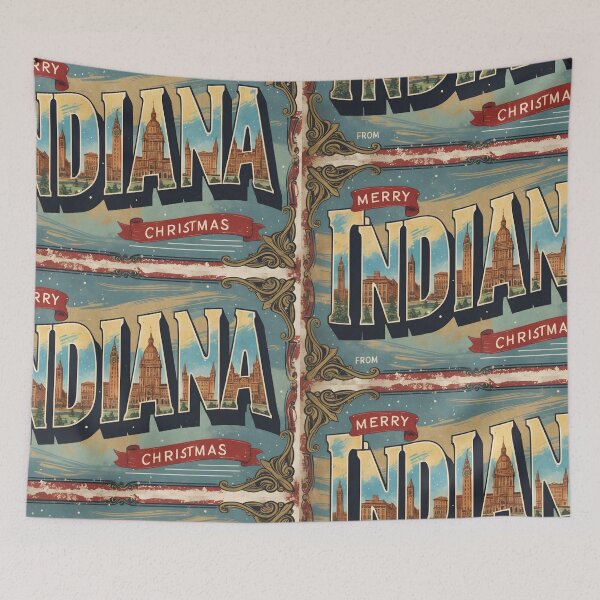 Item preview, Merry Christmas From Indiana USA Postcard Greetings Retro Travel Vintage 2 designed and sold by TravelPostcardGems.