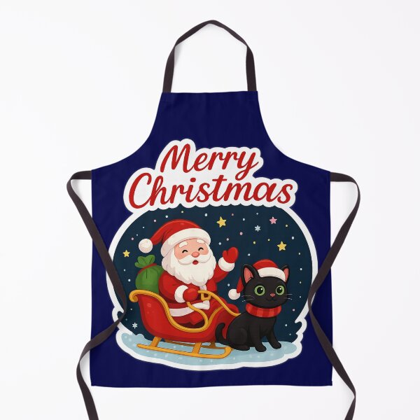 Item preview, Santa's sleigh Ride with His Black Cat designed and sold by Cat-loveparttime.