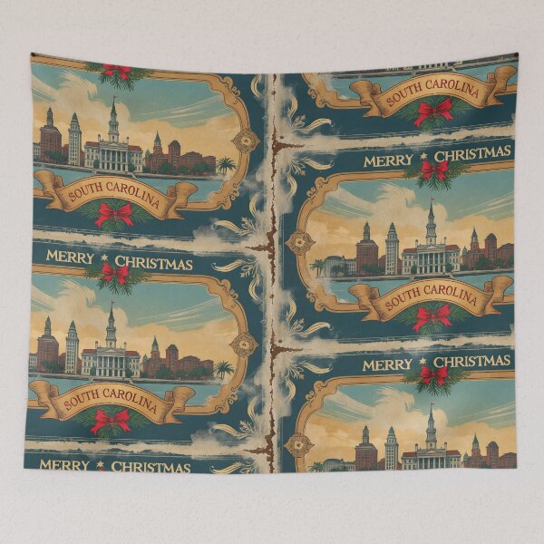 Item preview, Merry Christmas From South Carolina USA Postcard Greetings Retro Travel Vintage 2 designed and sold by TravelPostcardGems.