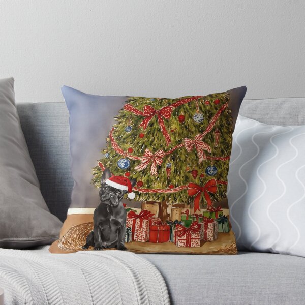 Item preview, French Bulldog Black Christmas Tree Dog Puppy Watercolor designed and sold by Magnolia Valley Art.