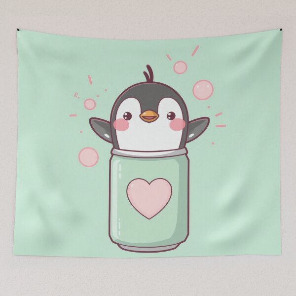 Item preview, Kawaii Soda Penguin – Cute Fizzy Penguin in Pastel Soda Can Sticker designed and sold by Visualynx.