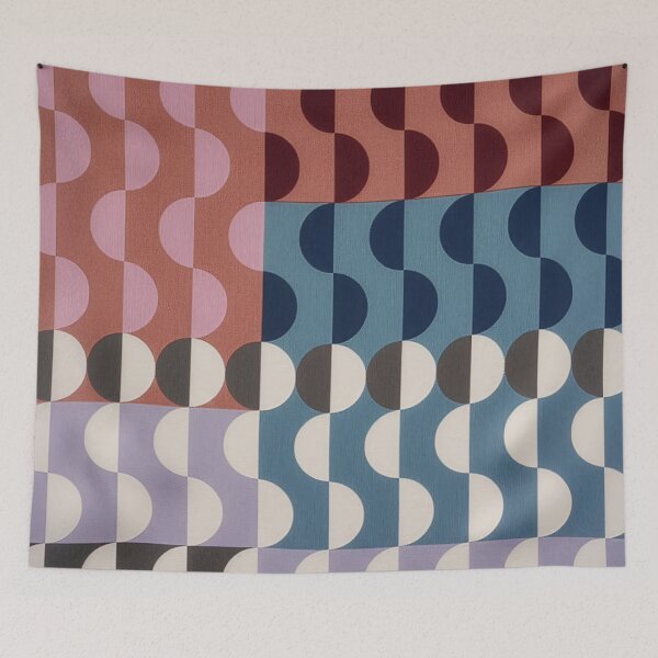 Item preview, Midcentury Semi-Circle Geometric Pattern - Deep Rich Color - wide designed and sold by INNERHARMONY2.