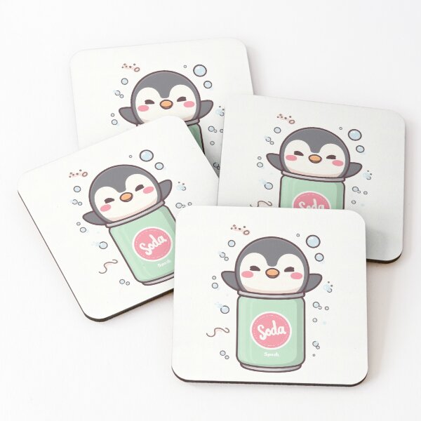 Item preview, Kawaii Soda Penguin – Cute Fizzy Penguin in Pastel Soda Can Sticker designed and sold by Visualynx.