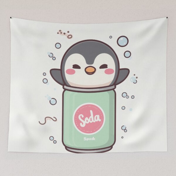 Item preview, Kawaii Soda Penguin – Cute Fizzy Penguin in Pastel Soda Can Sticker designed and sold by Visualynx.