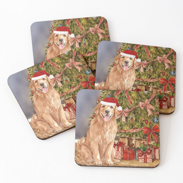 Item preview, Golden Retriever Christmas Tree Dog Puppy Watercolor designed and sold by Magnolia Valley Art.