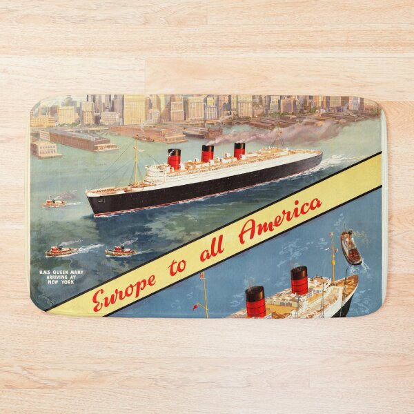 Item preview, Vintage Cunard Line Travel Poster | Art Deco Ocean Liners | RMS Queen Mary & Queen Elizabeth | Mid-Century Cruise Decor designed and sold by artofuniverse.
