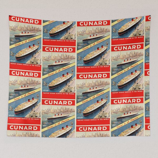 Item preview, Vintage Cunard Line Travel Poster | Art Deco Ocean Liners | RMS Queen Mary & Queen Elizabeth | Mid-Century Cruise Decor designed and sold by artofuniverse.