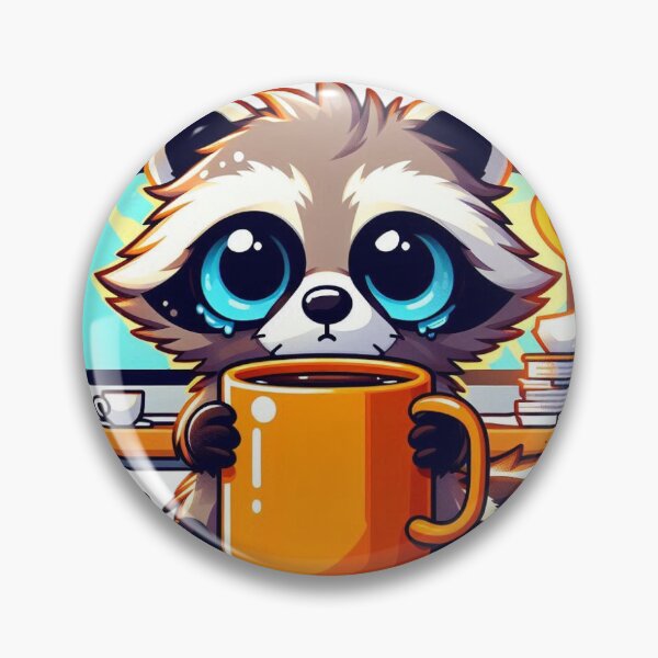 Item preview, Cute Tired Raccoon - Coffee & Deadline Mood designed and sold by REDLN.