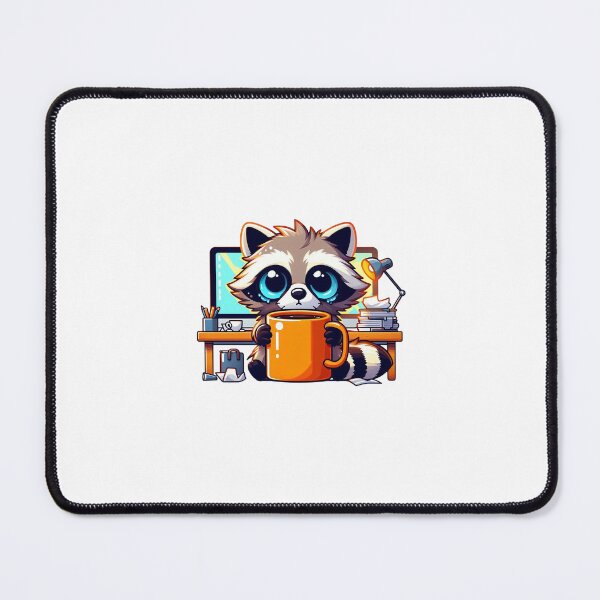 Item preview, Cute Tired Raccoon - Coffee & Deadline Mood designed and sold by REDLN.