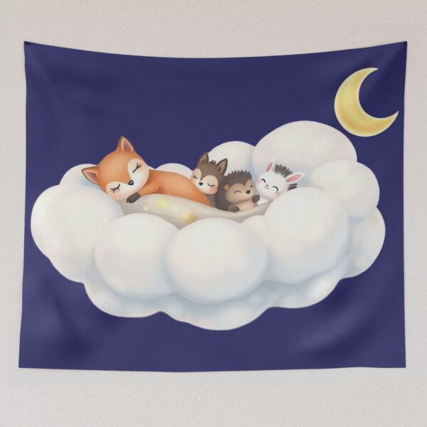 Item preview, Cloud Cradle with Sleeping Animal Friends designed and sold by HappySproutArt.