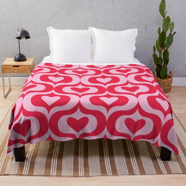 Item preview, Retro Hearts on vintage mid century ogee pattern designed and sold by Yasminepatterns .
