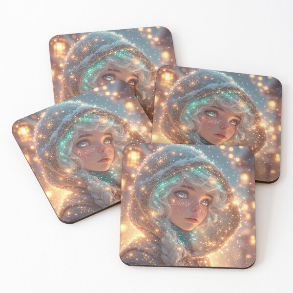 Item preview, Glowing Winter Fairy Girl – Enchanted Snowlight Portrait  Magical Christmas Art by NegarTv Designs designed and sold by NegarTv Designs.