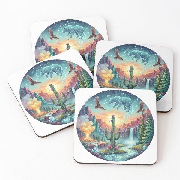 Item preview, Mystical USA Wilderness Art | Celestial Bear & Desert Oasis | American Nature Fantasy Print | Vibrant US Landscape designed and sold by SecretPODesigns.