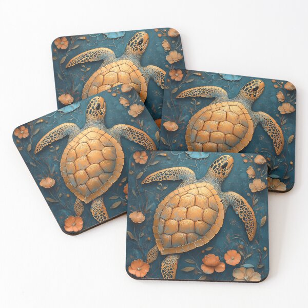 Item preview, Golden Floral Sea Turtle Painting designed and sold by CuongArtLab.