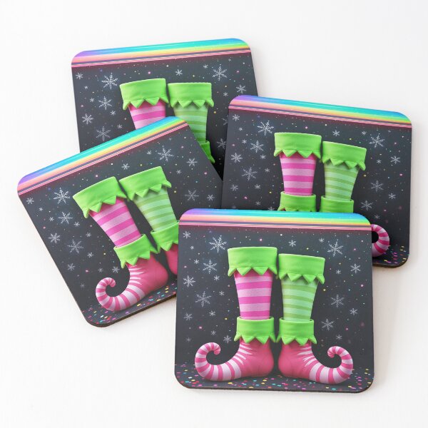 Item preview, Colorful Elf Shoes with Striped Legs – Whimsical Festive Christmas Illustration designed and sold by PixelVibe782.