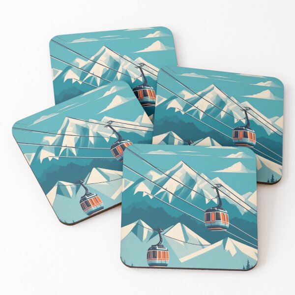 Item preview, Retro Alpine Cable Cars | 1950s Mountain Travel Art designed and sold by Esterlane.