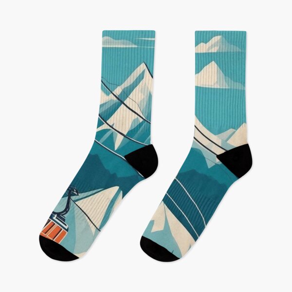 Item preview, Retro Alpine Cable Cars | 1950s Mountain Travel Art designed and sold by Esterlane.