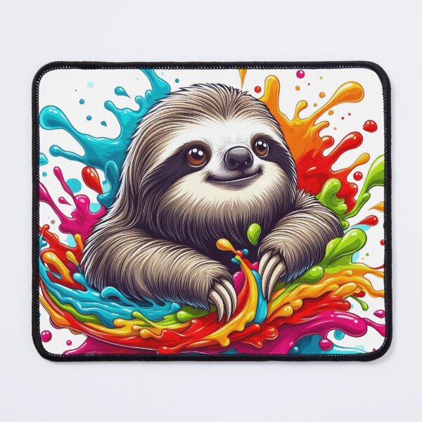 Item preview, Kawaii Rainbow Color Splash Sloth Art designed and sold by BigBlueArt.