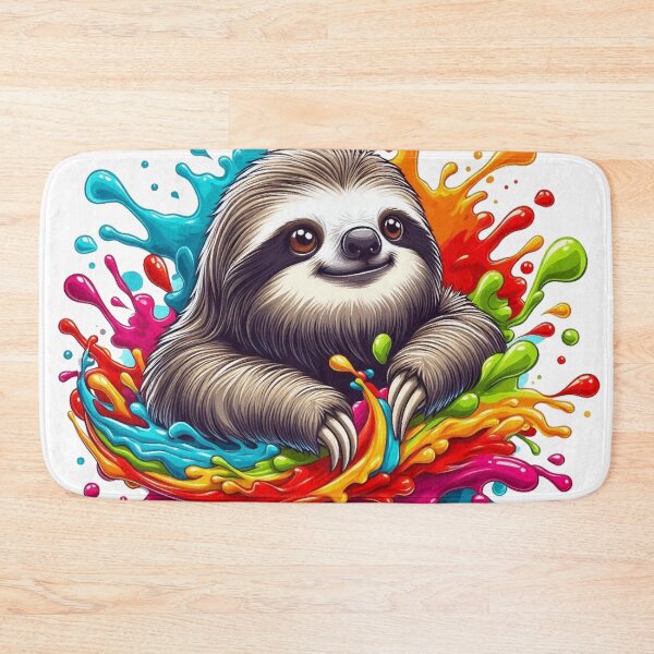 Item preview, Kawaii Rainbow Color Splash Sloth Art designed and sold by BigBlueArt.