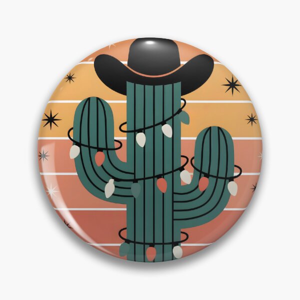 Item preview, Texas Holiday Cactus – Cowboy Hat & Christmas Lights (Retro Sunset) designed and sold by Happy'CLICK'.
