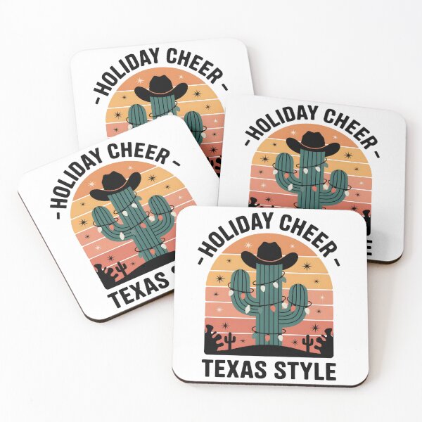 Item preview, Texas Holiday Cactus – Cowboy Hat & Christmas Lights (Retro Sunset) designed and sold by Happy'CLICK'.