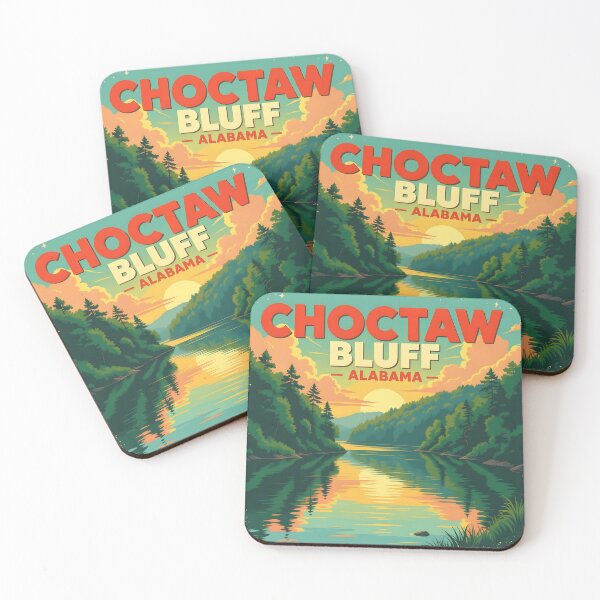 Item preview, Choctaw Bluff, Alabama, USA: Vintage-Style Painterly Travel Poster designed and sold by LSVart.