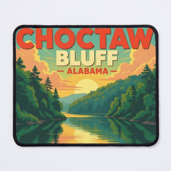 Item preview, Choctaw Bluff, Alabama, USA: Vintage-Style Painterly Travel Poster designed and sold by LSVart.