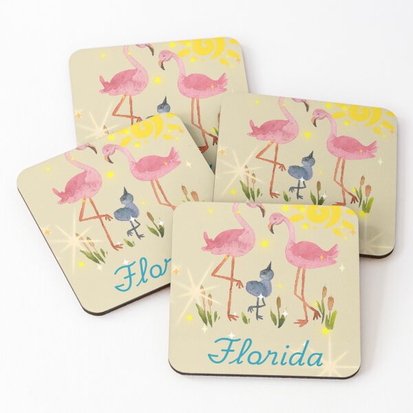 Item preview, Florida Flamingos - Whimsical Watercolor Beach Art designed and sold by Extremeallie.