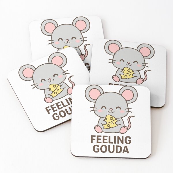 Item preview, Feeling Gouda – Cute Kawaii Mouse Holding Cheese designed and sold by The-Dreamy-Zoo.