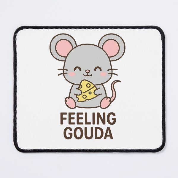 Item preview, Feeling Gouda – Cute Kawaii Mouse Holding Cheese designed and sold by The-Dreamy-Zoo.