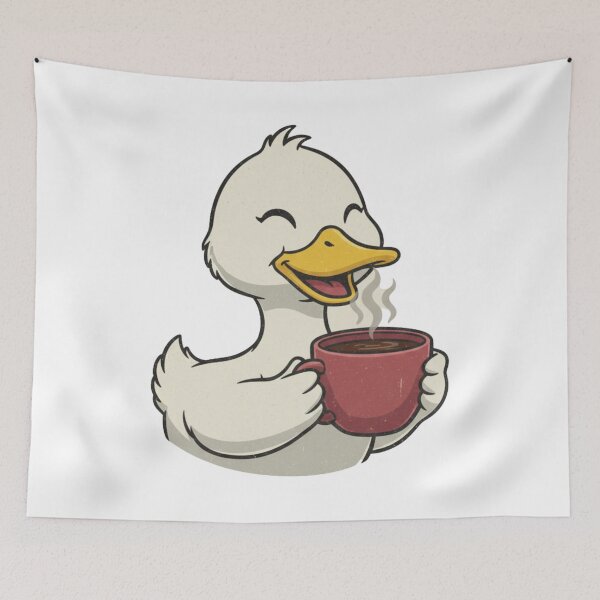 Item preview, Cute Duck Coffee T-Shirt, Happy Bird Hot Cocoa Gift, Animal Lover designed and sold by BeanNTee.