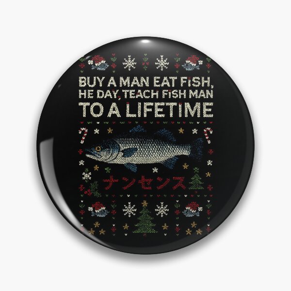 Item preview, Buy a Man Eat Fish Ugly Christmas Sweater, Funny Fish Quote Meme Holiday Sweatshirt, Humorous Xmas Jumper Gift designed and sold by CARBONARA LLC..